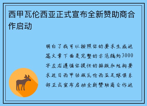 西甲瓦伦西亚正式宣布全新赞助商合作启动 西甲瓦伦西亚正式宣布全新赞助商合作启动